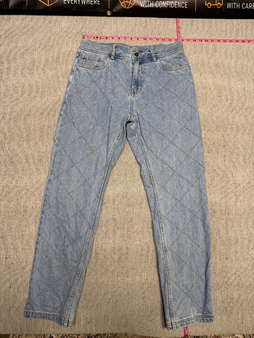PLEASURES Ingress Quilted Jeans Washed Indigo Size 32
